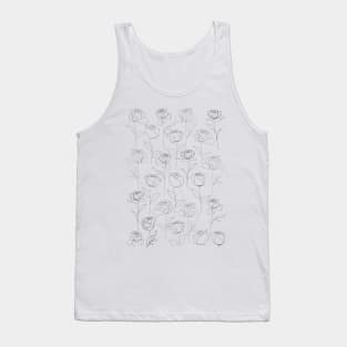 Roses One Line Art Flowers Black And White Tank Top